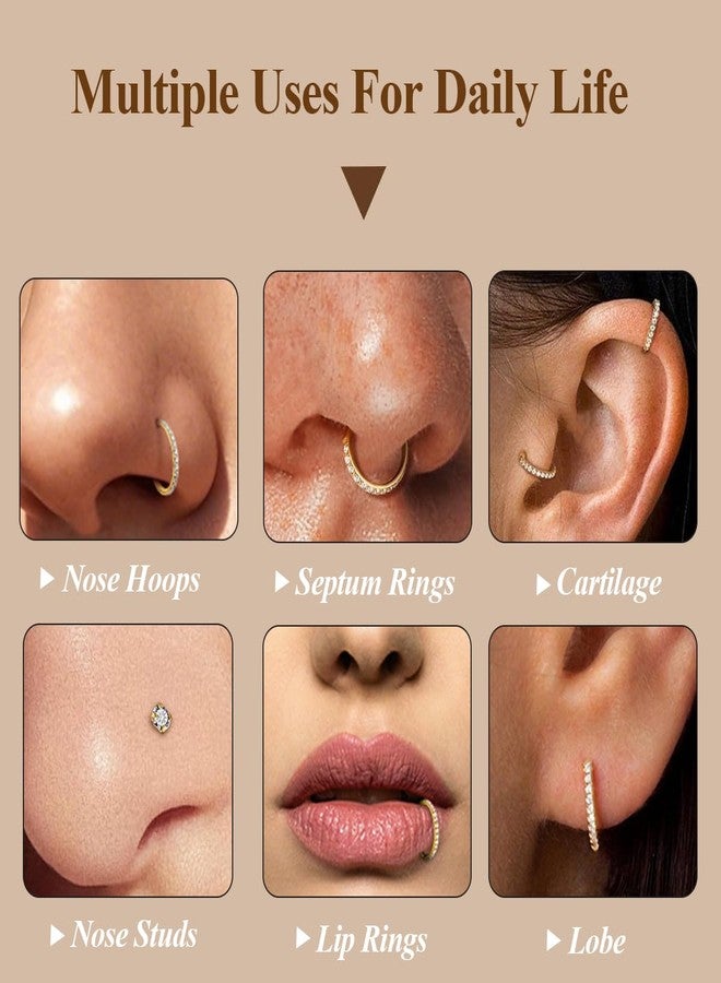 مجموعة حلقات أنف Purbeaut مقاس 18G وحلقات أنف مقاس 20G للنساء والرجال، مصنوعة من الفولاذ الجراحي المقاوم للصدأ 316L المضاد للحساسية، مرصعة بأحجار الزركونيا المكعبة على شكل قلب وأحجار ألماس صناعية على شكل حرف L، 6 قطع ذهبية اللون - Image 3